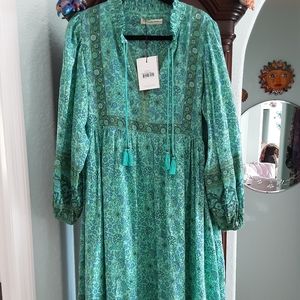 SPELL FOLKSONG BOHO MIDI DRESS nwt l